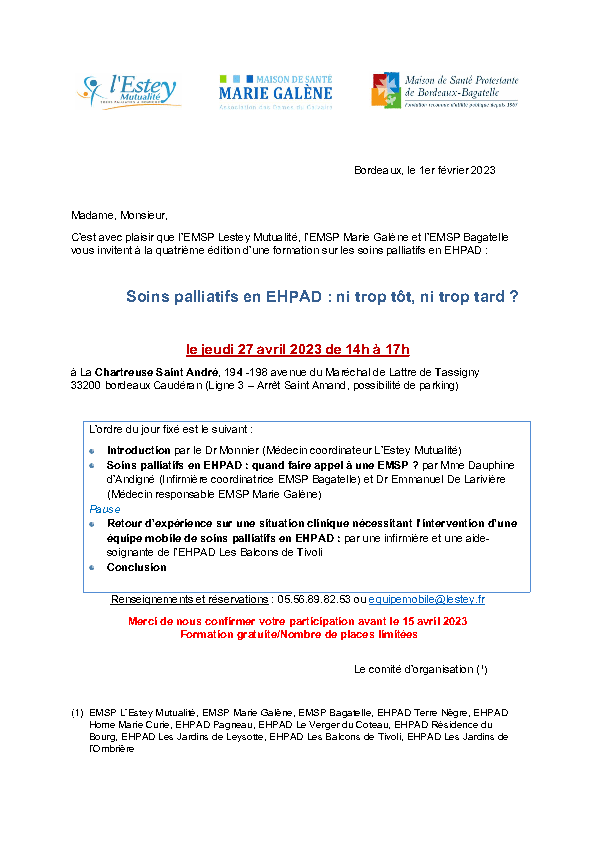 Programme Soins Palliatifs en EHPAD